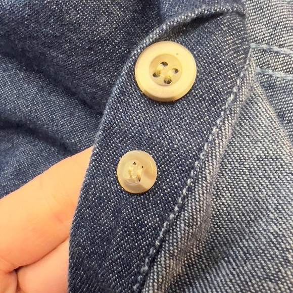 Vintage Long Sleeve Denim Jean Marine Corps Military Patch Shirt - Picture 9 of 10